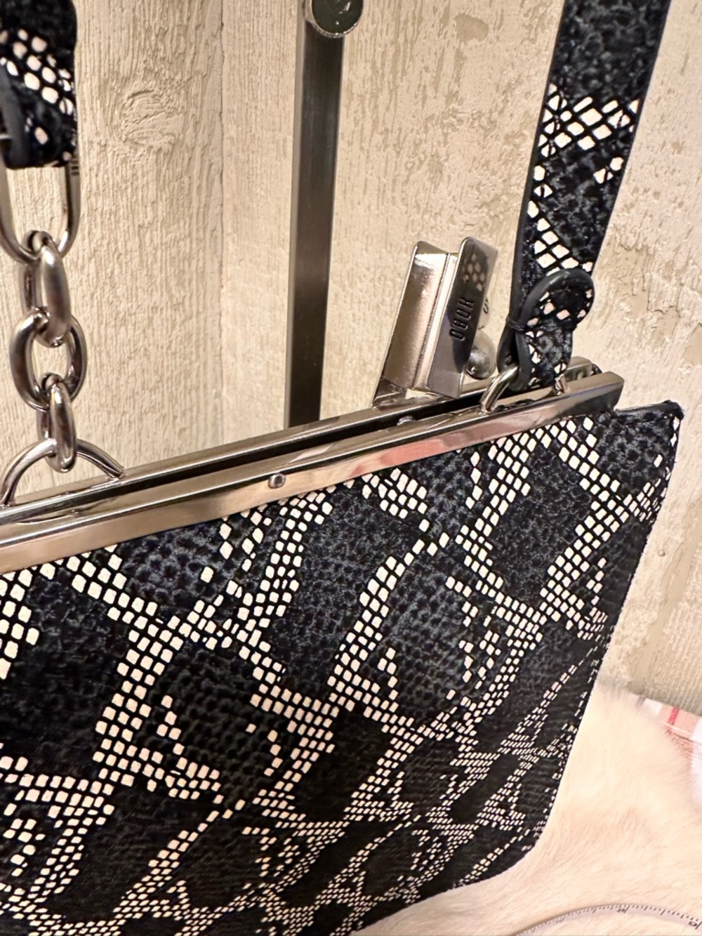 HOBO Black & Cream Snake-Print Mini Crossbody - Picture 7 of 9